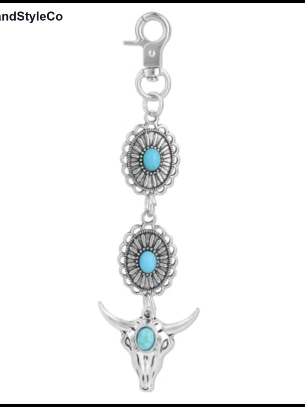 Western Turquoise Bag Charm Keychain Zinc Alloy Acrylic Bohemian